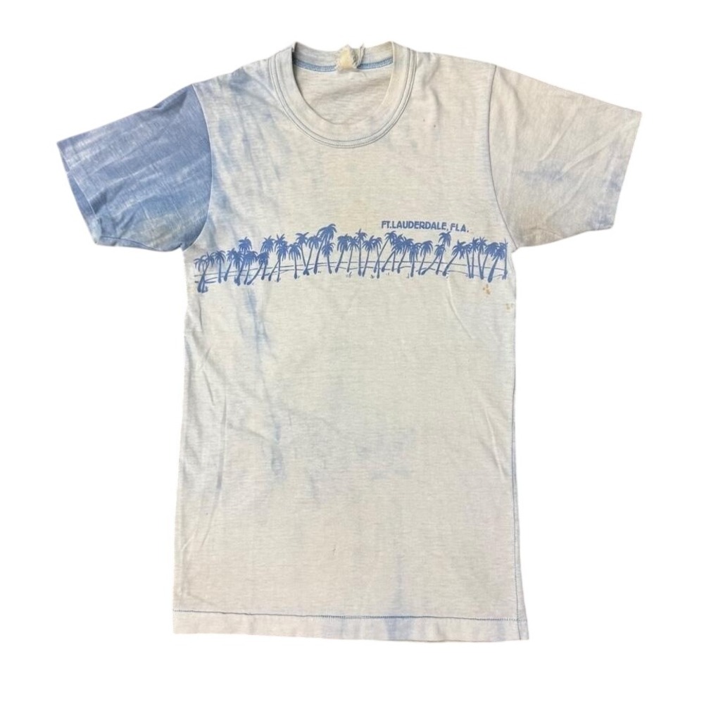 Vintage Palm Tree Tie Dye Ft Lauderdale Florida Tee 70s 80s XS